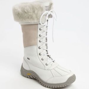 UGG Australia White Genuine Leather Sherpa Lining Adirondack Tall Snow Boots 8.5